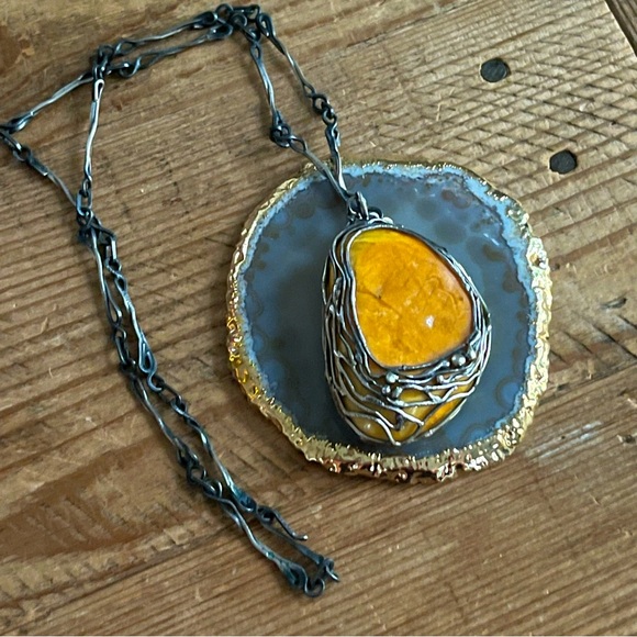 Jewelry - Vintage European Baltic Amber and Sterling Silver Necklace - One Of A Kind!